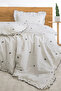 Single Duvet Cover Set 100% Cotton Ornamental Overlock Ruffled (Bow)