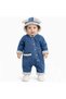 Unisex Kids Baby Welsoft Denim (Jeans) Hooded Jumpsuit (3/6/9/12/18/24) Months