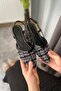 Women's Tena Black Linen Open Back Pointed Toe Daily Ballerinas - 4