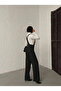 Long Black B Wide-Leg Bahçevan Jumpsuit - 3
