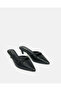 Women Black Button Trim Mule - 2