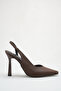 Brown Satin Women's Heeled Shoes 10 cm Stiletto - 6