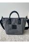 Gray Women's Canvas Hand and Shoulder Bag with Vintage Detail - 6