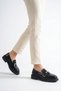 Black Patent Leather Genuine Leather Gold Buckle Detailed Women's Loafer Shoes Masculine Style Gold Buckle Moccasins - 3