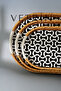 Set of 3 Oval Black and White Patterned Wicker Trays - 5