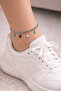 Steel Star Figured Anklet Silver Color Colorful Star Detailed Adjustable Women's Anklet - 2