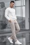 Men's Straight Fit Cotton Cream Pants - 4
