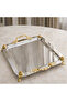 Sultan Gold Tray Stainless Steel Gold & Silver Promise Engagement Wedding Tea Coffee Serving Tray 22X22 cm - 4
