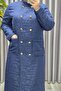 Women's Clothing Plus Size Quilted Metal Buttoned Double-Breasted Cap - 6