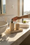 Bathroom Soap Dish Toothbrush Holder Set Travertine Natural Heavy Marble Antique Gold Color Bathroom Soap Dish Set - 4