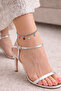 Steel Star Figured Anklet Silver Color Colorful Star Detailed Adjustable Women's Anklet - 7