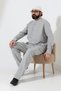 Men's Muslin Hakim Collar Shirt and Pants Two-Piece Set, Modern Hajj Umrah Outfit - Gray (Vşn) - 7