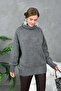 Women's Turtleneck Ribbed Knit Oversized Knitwear Tunic 223009 - 5