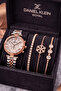 Rose Silver Color Women's Wristwatch 3-Piece Steel Bracelet Set Elegant Gift Set for Special Occasions