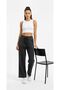 Women's Stone Embroidered High Waist Elastic Waistband Wide Leg Pocketed Anthracite Sweatpants - 3