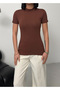 Bitter Coffee-Bitter Coffee 2 Pieces Fisherman Short Sleeve Cotton Bodysuit Half Fisherman Bodysuit High Neck T-Shirt T-Shirt - 4
