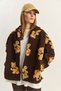 Women's Brown Hooded Pocket Detailed Teddy Oversize Fleece Sweatshirt 4133 60283893 - 2
