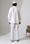 Men's Muslin Judge Collar Shirt and Pants Two-Piece Set, Modern Hajj Umrah Outfit - White (Vşn) - 8