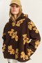 Women's Brown Hooded Pocket Detailed Teddy Oversize Fleece Sweatshirt 4133 60283893 - 7