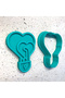 Heart Lock Figure Cookie Mold |   Double Heart Detailed Stamp |   Clay, Sugar Dough Sculpting Tool - 6