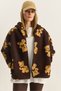Women's Brown Hooded Pocket Detailed Teddy Oversize Fleece Sweatshirt 4133 60283893