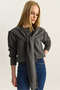 Women's Anthracite Sweater with Scarf Accessories, Crew Neck Knitwear Sweater Tk251180 60283914