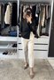 Asymmetric Collar Stone Embellished Blouse - Black Black - 4