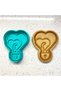 Heart Lock Figure Cookie Mold |   Double Heart Detailed Stamp |   Clay, Sugar Dough Sculpting Tool