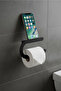 Metal Shelf Toilet Roll Holder with Phone Stand Matte Black Wall Mounted Wc Paper Holder Bathroom Accessory
