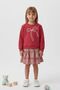 Girl's Pink Bow Floral Pattern Long Sleeve Sweatshirt and Skirt Set - Girl's Set