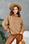 Women's Turtleneck Ribbed Knit Oversized Knitwear Tunic 223009
