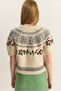 Women's Cream Embossed Embroidery Detailed Patterned Short Sleeve Knitwear Sweater 2616 60283921 - 6
