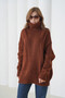 Women's Turtleneck Ribbed Knit Oversized Knitwear Tunic 223009 - 4
