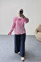 Women's Rose Accessory Ruffle Detailed Buttoned Shirt Blouse Pink - 5