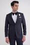 Slim Fit Removable Satin Collar Vest Navy Blue Groom Suit Tuxedo Suit Black 077 - 3
