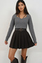 Dark Gray Heart Collar Long Sleeve Knitted Blouse Alc-X14791 - 3