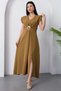 V-Neck Waist Buckled Slit Dress Grs3865 - 6