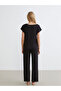 Black V-Neck Tulle Detailed Women's Pajama Set from Güli̇s Gi̇yi̇m - 4