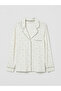 Ecru Shirt Collar Floral Women's Pajama Set - 6