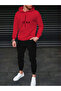 Men's Relax Printed Comfortable Fit Hooded Pocket Top Jogger Elastic Cuff Bottom Tracksuit Set