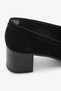 Black Genuine Leather Suede Thick Heeled Women's Loafer Shoes - 6