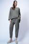 Khaki Crew Neck Asymmetrical Cut Oversize Sweatshirt and Trousers Set with Arma Detail Alc-X13270 - 2
