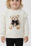 Girl's Cream Bow Ruffle Sleeve Relaxed Fit Soft Textured Stylish Set - Girl's Set - 4