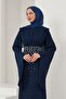 فستان سهرة باللون الأزرق الداكن مطرز بـ منسدل حجرًا من الأمام - 2