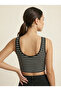Women's Black Striped Zipper Crop Blouse Nj53 - 3