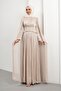 Stone Belt Stone-Studded Caped Pleated Evening Dress - 2