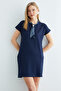 Scarf Detailed Crew Neck Dress - 7