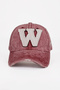 Antique Detailed W Embroidered Burgundy Baseball Unisex Adjustable Baseball Cap - 2