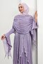 Lilac Mobile Cape Ruffled Evening Dress - 2