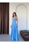 Baby Blue Strappy Stone Embroidered Long Evening Dress - 3